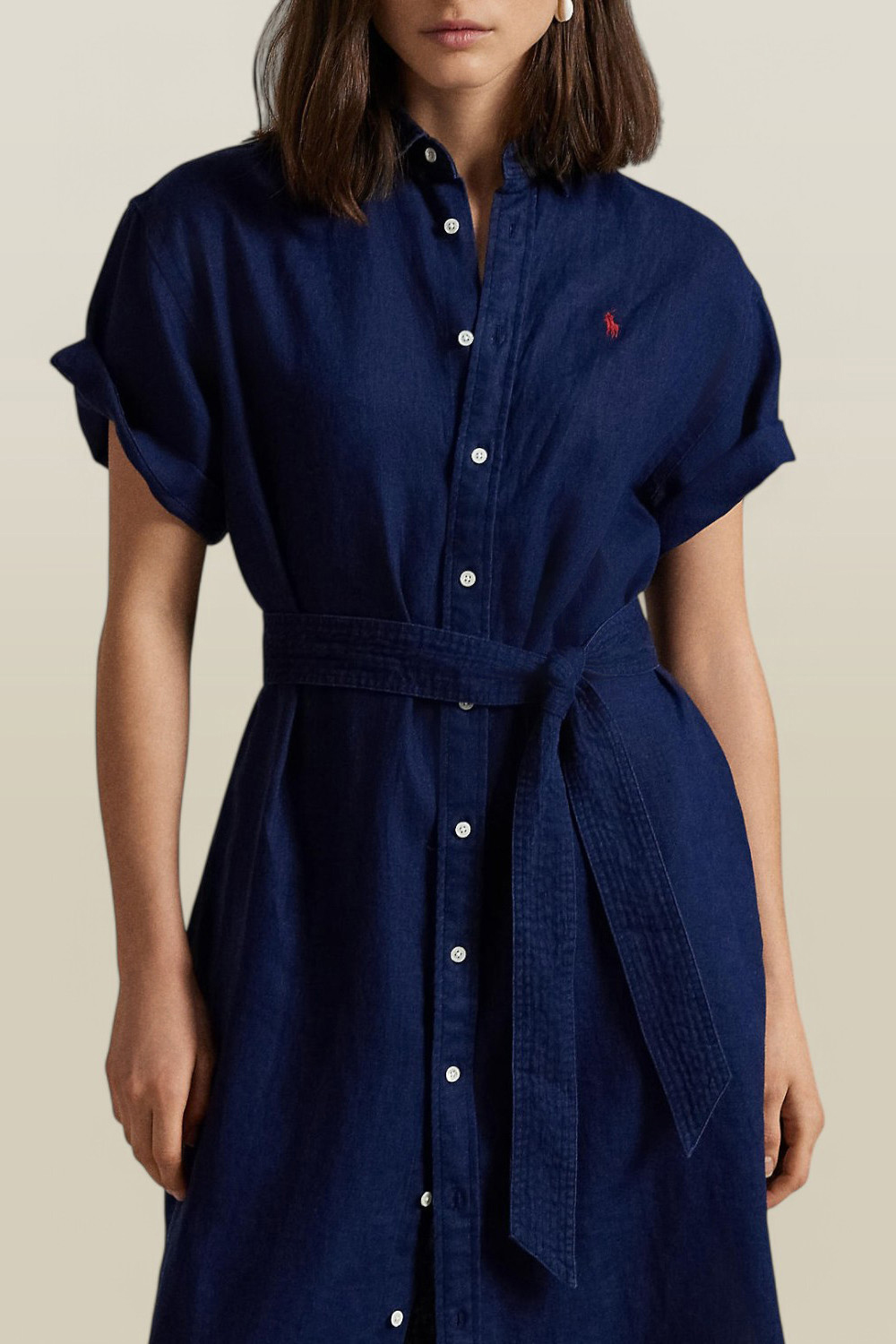 תמונת כל הלוק של שמלת כפתורים מפשתן POLO RALPH LAUREN